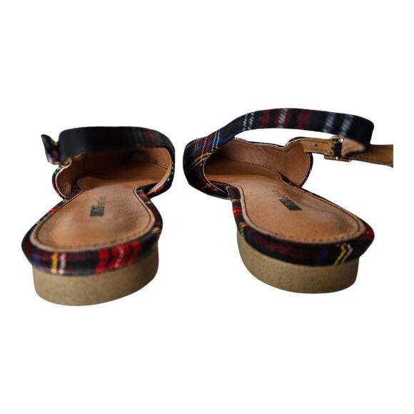 MATIKO Women 7 Lori Shoes Slingback Green Tartan Plaid Textile Leather Lined NEW - Picture 6 of 11